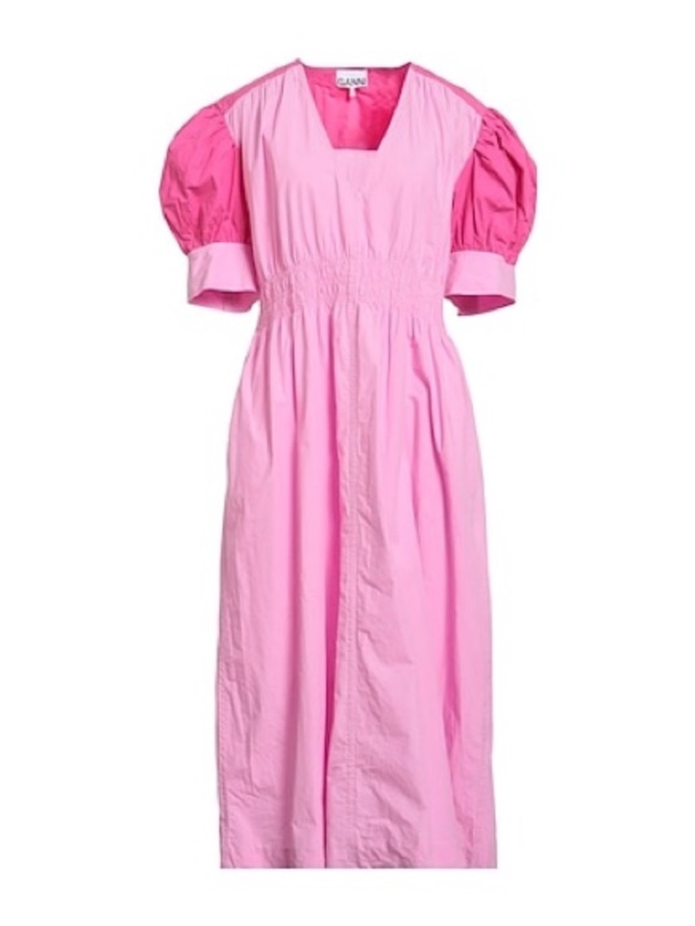 Ganni Pink Puff-Sleeve Maxi Dress